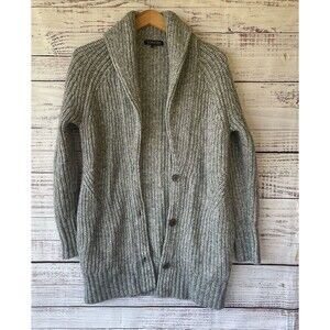 Banana Republic Men’s Knitted Cardigan M Italian Yarn Gray Grandfather Chic